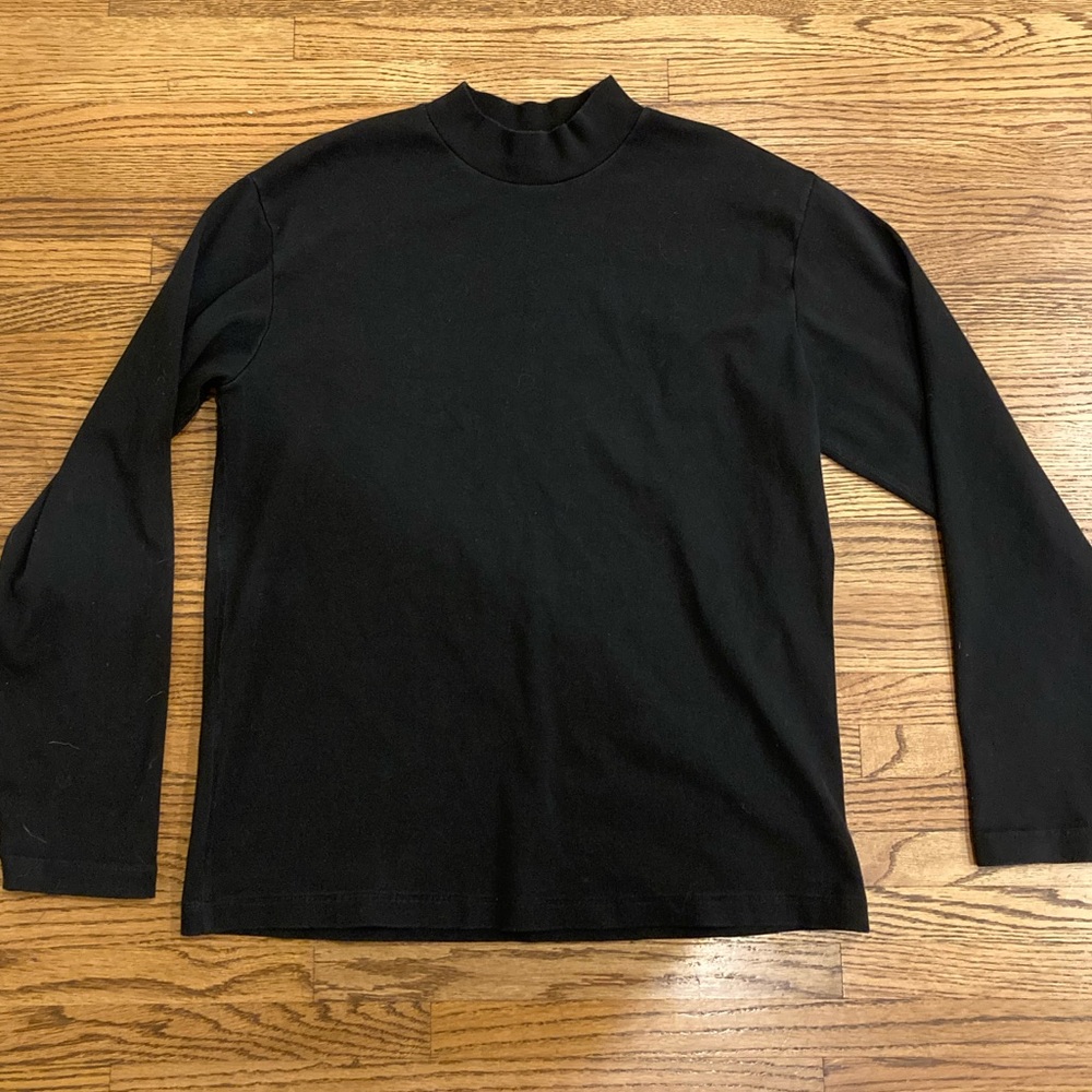 Lady White Mock Neck Black size 38 Medium Long Sleeve Made in USA